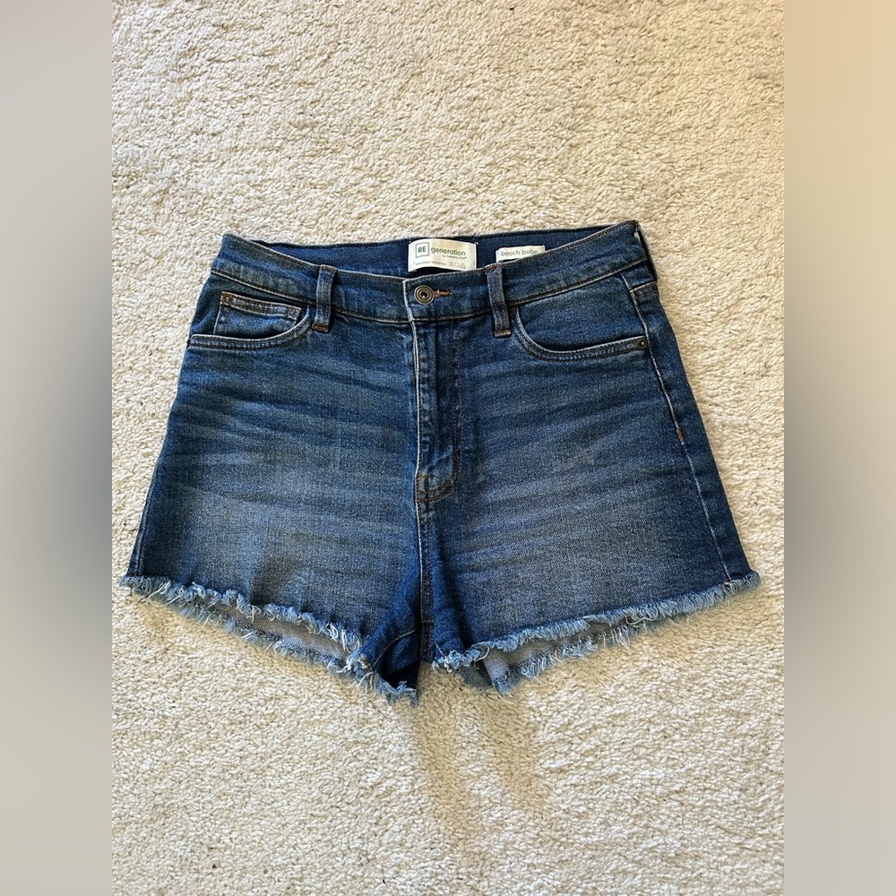 BLUE JEAN SHORTS • frayed hem, soft and stretchy for summer adventures